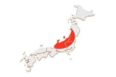 Japonya Haritası closeup, 3d render