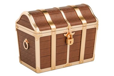 Hazine sandığı, kapalı. 3D render