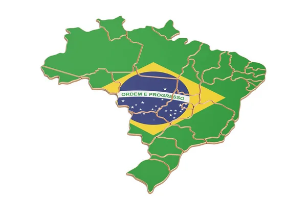 Brazylia mapę zbliżenie, renderowania 3d — Zdjęcie stockowe