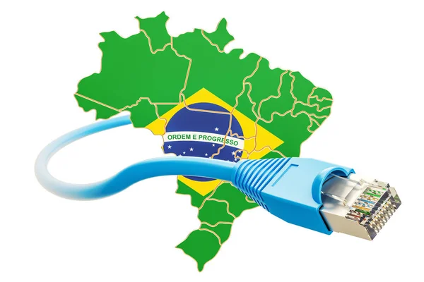 Conexão à Internet no Brasil conceito. Renderização 3D — Fotografia de Stock
