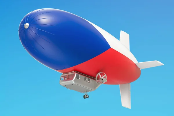 Luftschiff oder Luftballon mit Flagge der Tschechischen Republik, 3D-Darstellung — Stockfoto