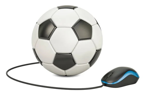 Fußball mit Computermaus, 3D-Rendering — Stockfoto