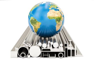 Dünya Ticaret kavramının metal hadde, 3d render