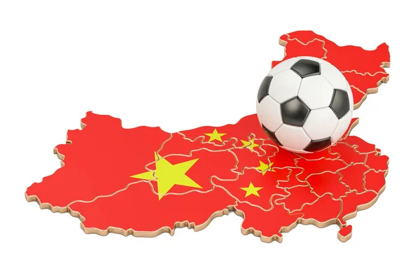 Futbol topu ile Çin kavramı, 3d render Haritası — Stok fotoğraf