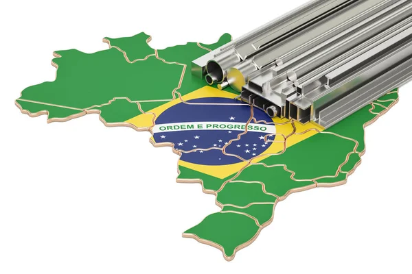Produzione e commercio di prodotti metallici in Brasile, concetto. Re 3D — Foto Stock
