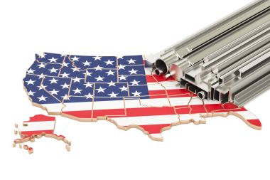 Üretim ve ticaret metal ürünleri ABD, kavram. 3D rende