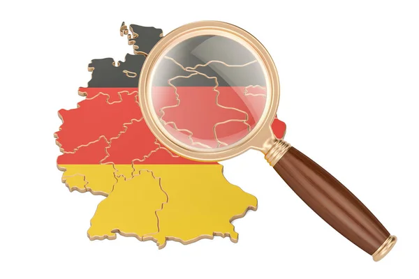 Duitsland onder Vergrootglas, analyse concept, 3D-rendering — Stockfoto