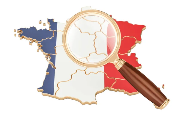 França sob lupa, conceito de análise, renderização 3D — Fotografia de Stock