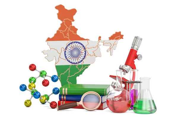 Ricerca scientifica in India concetto, rendering 3D — Foto Stock