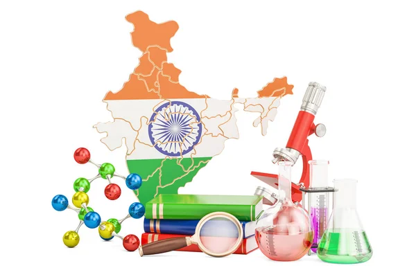 Ricerca scientifica in India concetto, rendering 3D — Foto Stock