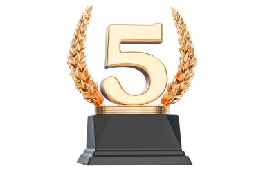 Fifth place trophy cup, 3D rendering clipart