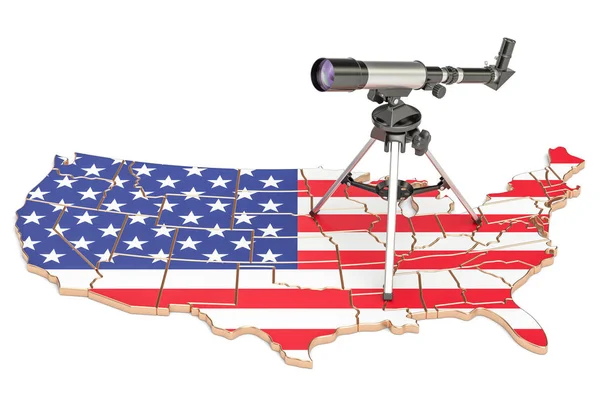 Amerykański mapę z teleskopu, renderowania 3d — Zdjęcie stockowe