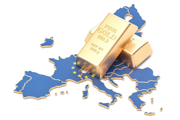 Reservas de divisas del concepto de la Unión Europea, renderina 3D — Foto de Stock