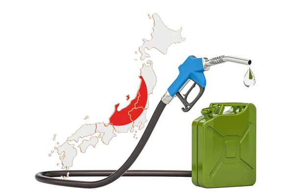 Productie en handel van benzine in Japan, concept. 3D-rendering — Stockfoto