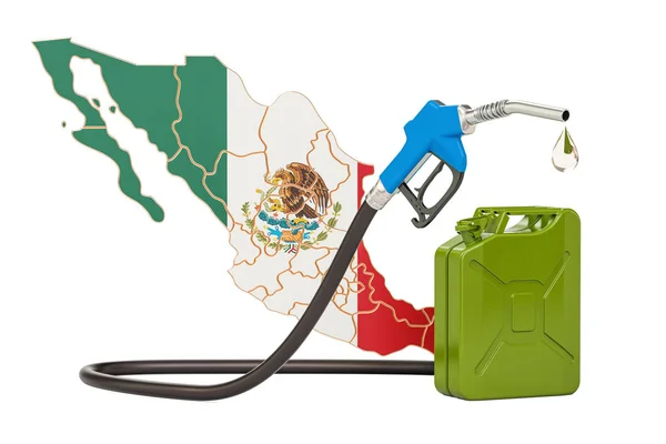 Producción y comercio de petróleo en México, concepto. Renderizado 3D — Foto de Stock