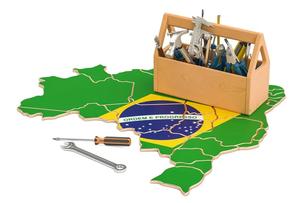 Serviço e reparação em Brasil conceito, 3D rendering — Fotografia de Stock