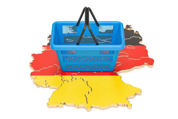 Koszyk na niemieckiej mapie, inflacyjny lub siły nabywczej — Zdjęcie stockowe