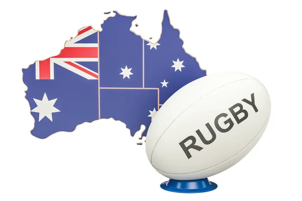 Rugby Ball with map of Australia, 3D rendering — Stock Photo, Image