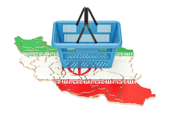 Cesta de compra en mapa iraní, cesta de mercado o compra powe — Foto de Stock