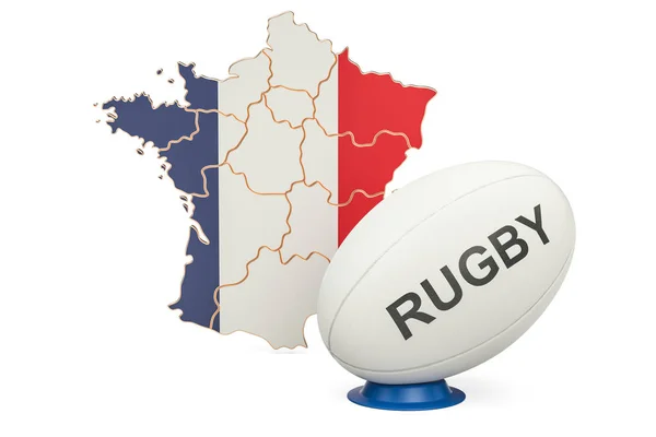 Fransa, 3B oluşturma bayrağı ile rugby topu — Stok fotoğraf