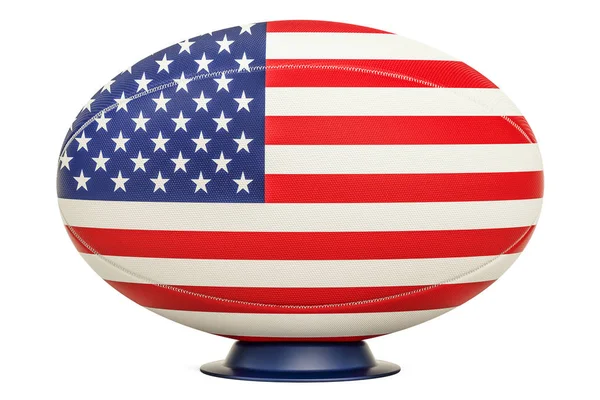 Bola de rugby con bandera de Estados Unidos, representación 3D —  Fotos de Stock