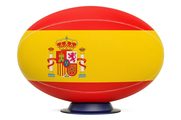 Bola de Rugby con Bandera de España, Renderizado 3D — Foto de Stock
