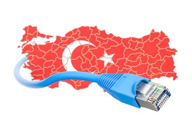 Türkiye'de kavram Internet bağlantısı. 3D render