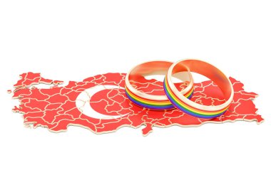 Lgbt gökkuşağı Yüzükler, 3d render ile Türk harita