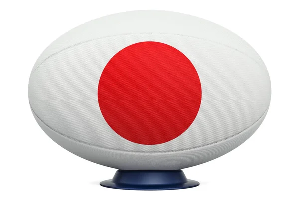 Rugby Ball con la bandiera del Giappone, rendering 3D — Foto Stock