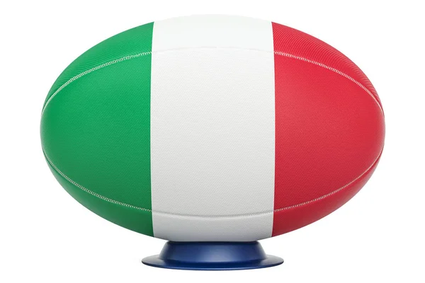 Bola de rugby con bandera de Italia, representación 3D — Foto de Stock