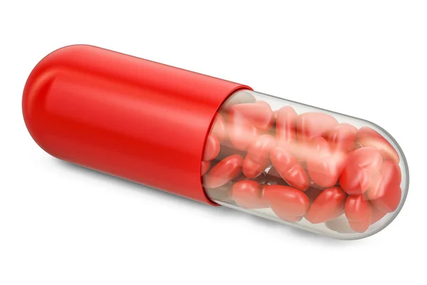 Capsule with hearts inside, 3D rendering — Stock Photo, Image