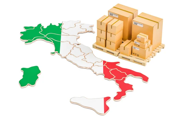 Envio e entrega da Itália, conceito, renderização 3D — Fotografia de Stock