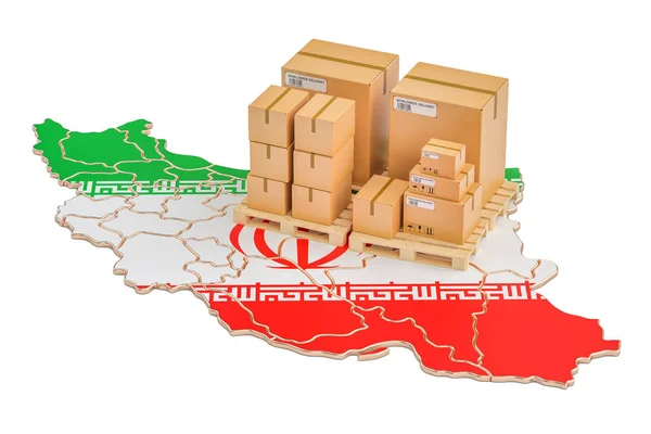 Spedizione e consegna dal concetto Iran, rendering 3D — Foto Stock