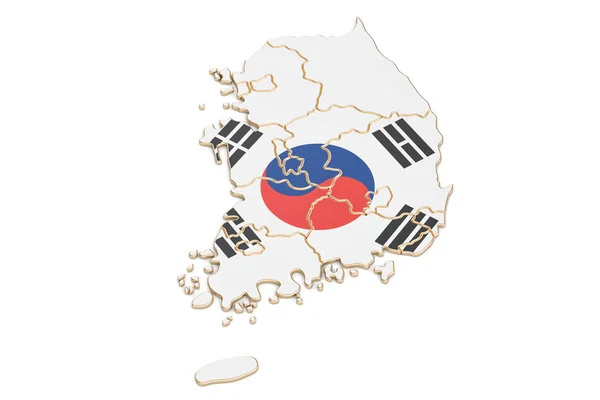 Güney Kore harita closeup, 3d render — Stok fotoğraf