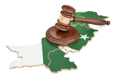 Pakistan, 3d render haritası üzerinde tahta tokmak