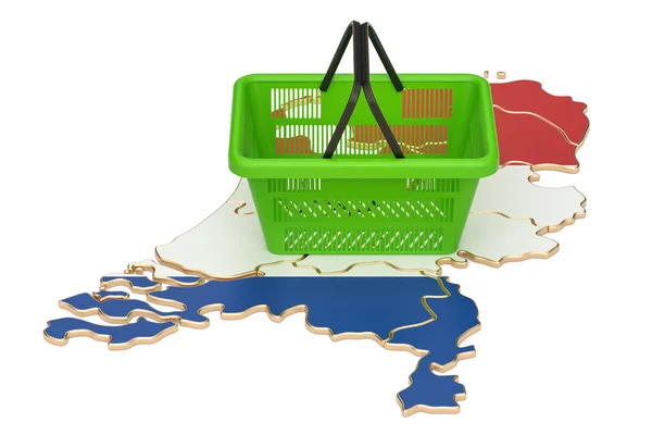 네덜란드 지도, 시장 바구니 또는 구매 장바구니 — 스톡 사진