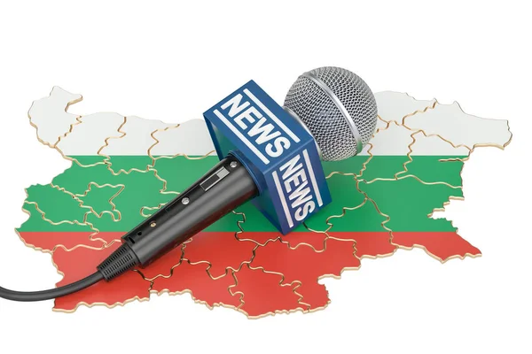 Bolgár Hírek koncepció, mikrofon Hírek Bulgária térképén. — Stock Fotó