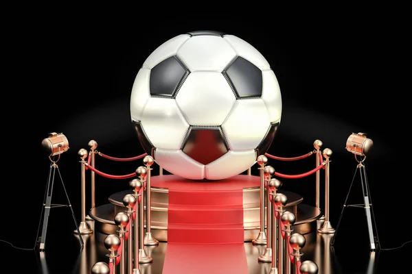 Podium avec ballon de football, rendu 3D — Photo