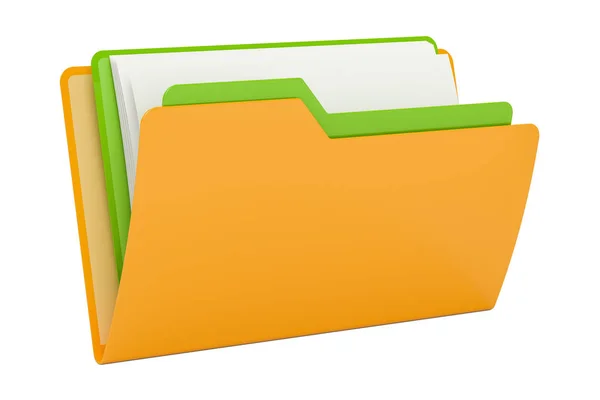 Yellow computer folder icon with folder inside, 3D rendering — Stock Photo, Image