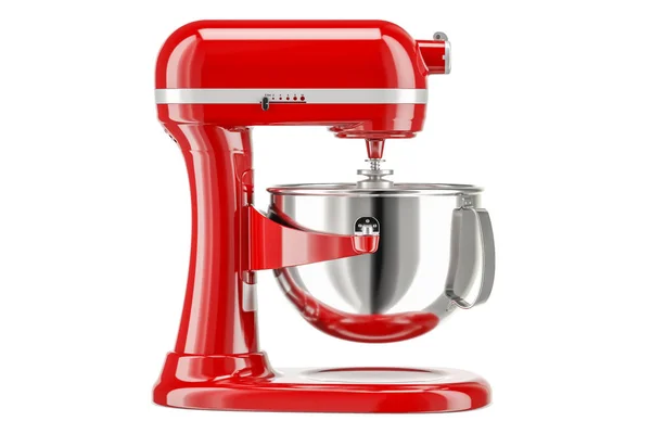 Red stand kitchen mixer, side view. 3D rendering — Stock Photo, Image