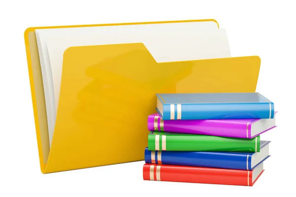 Computer folder icon with books, 3D rendering — Stock Photo, Image