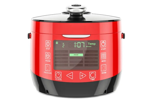 Red Automatic Multicooker, 3D rendering — Stock Photo, Image