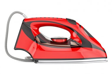 Kırmızı elektrikli Buharlı Ütü, 3d render
