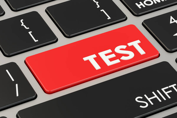 Test button on keyboard, 3D rendering