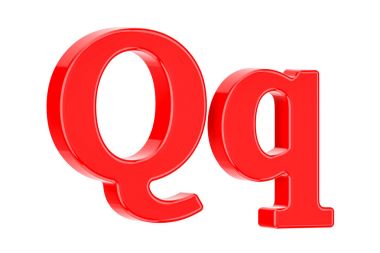 Serif, 3d render ile İngiliz kırmızı harf Q
