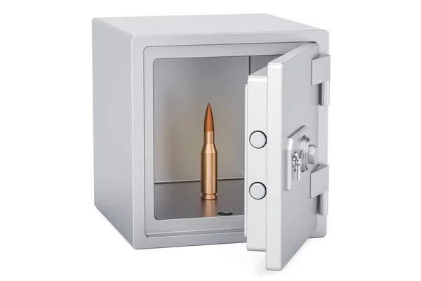 Caixa segura combinação com bala, renderização 3D — Fotografia de Stock