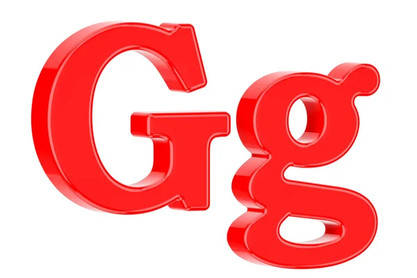 Engelsk röd bokstav G med seriffer, 3d-rendering — Stockfoto