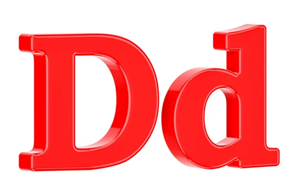 Inglés red letter D with serifs, 3D rendering —  Fotos de Stock