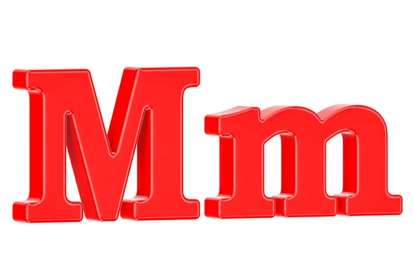 Inglés red letter M with serifs, 3D rendering — Foto de Stock