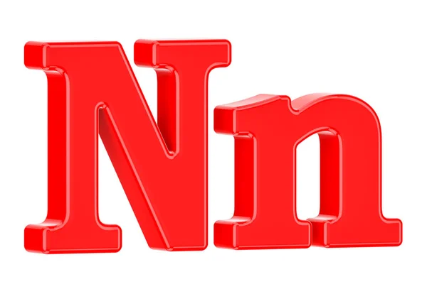 Inglés red letter N with serifs, 3D rendering —  Fotos de Stock